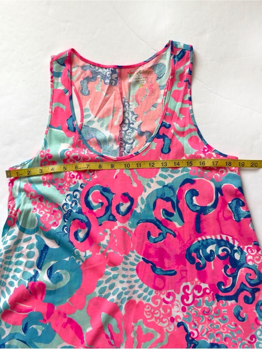Lilly Pulitzer Melle Trapeze Dress Womens Large Pink Blue Coral I’m So Jelly - Picture 11 of 11